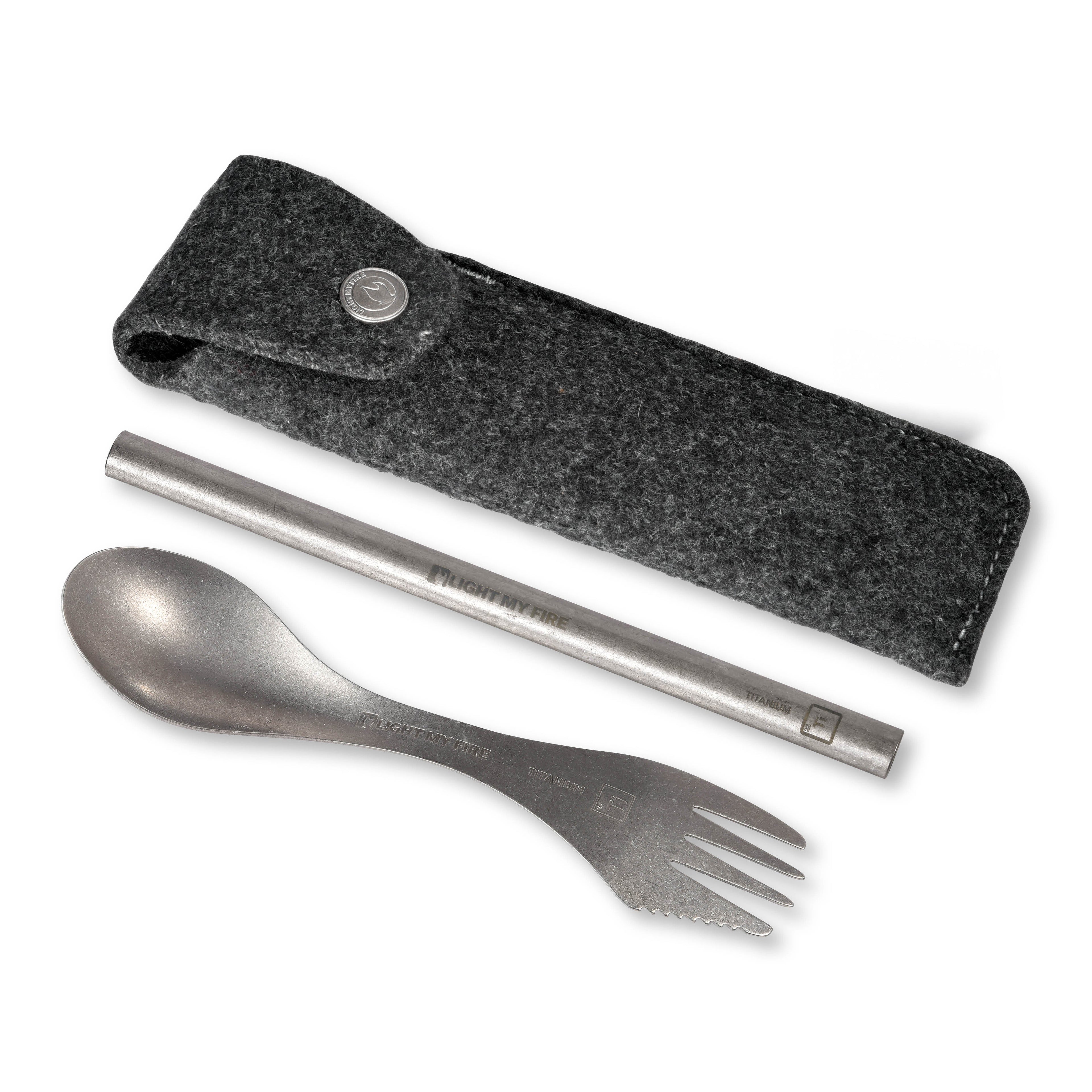 Swedish Spork´n Straw Kit Titanium