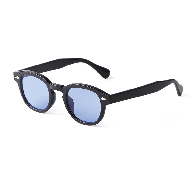 Vintage Fashion Shell Round Sunglasses Women Men 2024 Brand Design Retro Rivet Yellow Blue Lens Square Sun Glasses Female UV400
