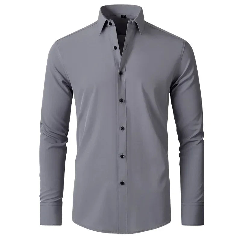 Four sided elastic shirt for men's shirt, multi-color non ironing, wrinkle resistant, simple business dress, casual shirt