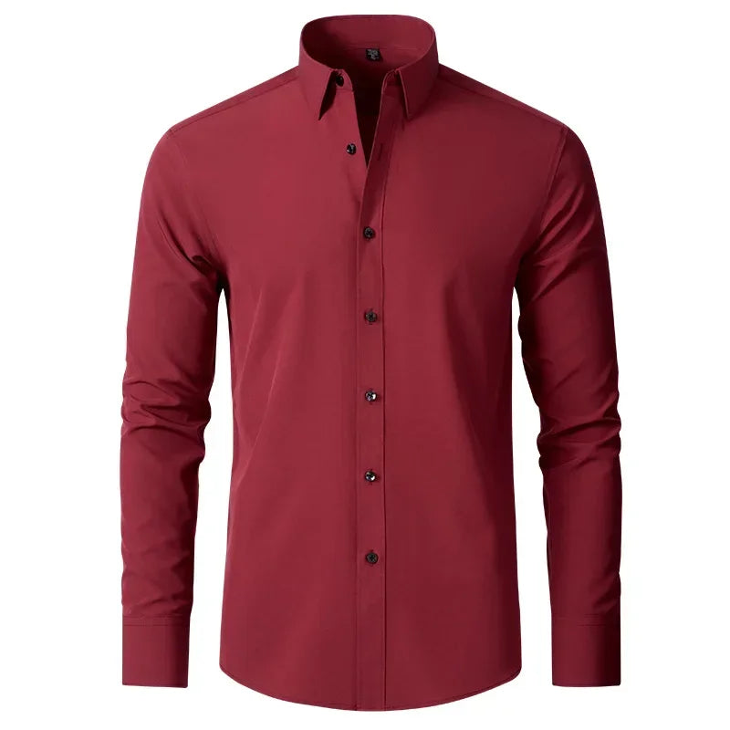 Four sided elastic shirt for men's shirt, multi-color non ironing, wrinkle resistant, simple business dress, casual shirt