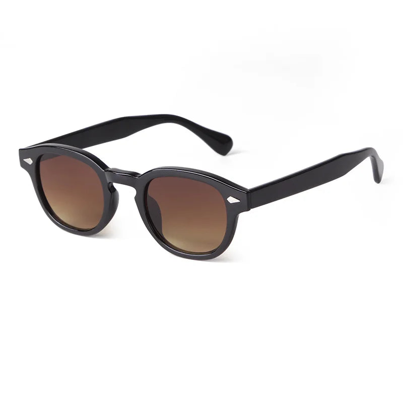 Vintage Fashion Shell Round Sunglasses Women Men 2024 Brand Design Retro Rivet Yellow Blue Lens Square Sun Glasses Female UV400