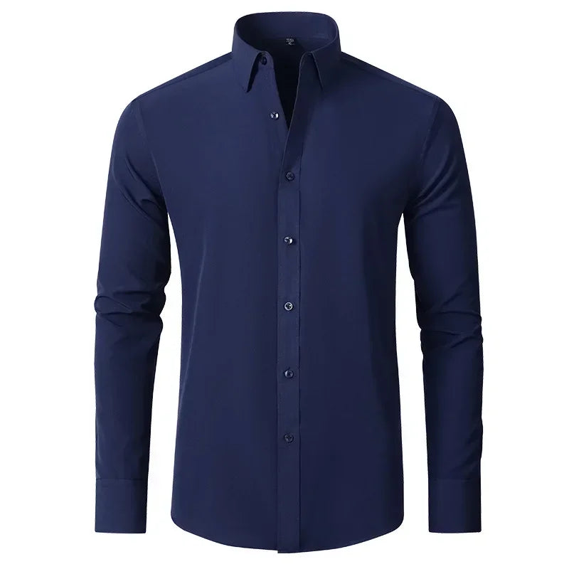 Four sided elastic shirt for men's shirt, multi-color non ironing, wrinkle resistant, simple business dress, casual shirt