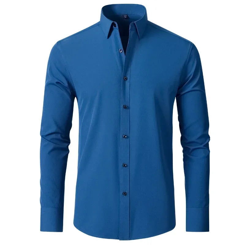 Four sided elastic shirt for men's shirt, multi-color non ironing, wrinkle resistant, simple business dress, casual shirt